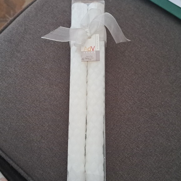 NWT Accents de Ville White Woven Taper Candles (set of 4) - Picture 1 of 3